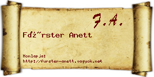 Fürster Anett névjegykártya
